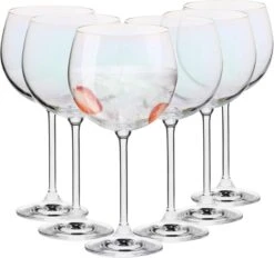 Verres à Verres à Eau KROSNO Gin Avec Décorations Arc-en-ciel | Lot De 6 Pièces | 480 Ml | Collection Venise | Idéal Pour La Maison, Le Restaurant, Les Événements Et Les Fêtes