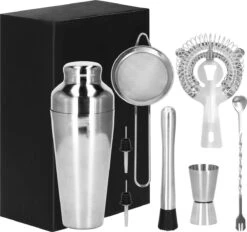 Ensemble De Cocktails Set | Set De 8 Shakers à Cocktail | Y Compris Boîte-cadeau | ACIER INOXYDABLE | Couleur Argent -Cuisine Fournitures Magasin 1200x1129 9