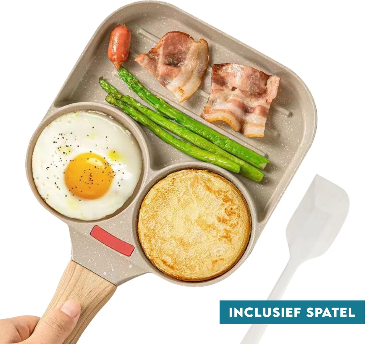 Vitasa Pancake Pan Induction - Pancake Pan - Egg Pan - Omelette Pan - Omelette Maker - Pancake Maker - Revêtement Antiadhésif - Toutes Sources De Chaleur - 3 Compartiments - Spatule Incluse 2 Vitasa Pancake Pan Induction - Pancake Pan - Egg Pan - Omelette Pan - Omelette Maker - Pancake Maker - Revêtement Antiadhésif - Toutes Sources De Chaleur - 3 Compartiments - Spatule Incluse – Image 2