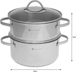Set De 3 Pièces De Casseroles à Vapeur De Luxe - Cuiseur Vapeur En Acier Inoxydable Brillant 18/10 - Kassel ALICE 20 X 10 Cm / 3,2 L - CHROME -Cuisine Fournitures Magasin 1200x1136 1
