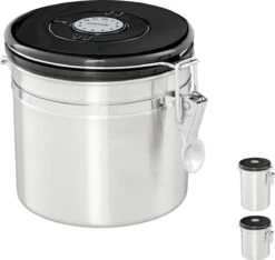 Récipient De Stockage Relaxdays Café - Boîte à Café - Hermétique - Récipient à Café - Argent - Métal Petit