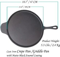 La Cuisine For Life Pan à Pizza En Fonte De 30 Cm Avec Revêtement En émail Noir Mat – Une Spatule En Bois Est Incluse -Cuisine Fournitures Magasin 1200x1137