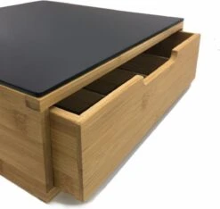 Porte-capsule / Machine à Café Standard Avec Tiroir - Glas Zwart / Bois De Bamboe - Café Et Tasses à Café Standard - Porte-gobelet Boîte à Thé Porte-capsule OA Dolce Gusto -Cuisine Fournitures Magasin 1200x1138 1
