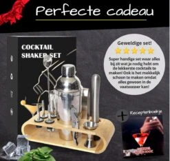 Ensemble à Cocktail (750ML) - 14 Pièces - Acier Inoxydable - Accessoires De Bar - Coffret Cadeau - Support En Bamboe - Vaderdag -Cuisine Fournitures Magasin 1200x1138 7