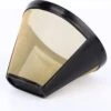 Filtres à Café Permanents TAIZER 3 Pièces Réutilisables En Acier Inoxydable Doré Filtre Kegel Style Maille Panier Tasse Utilisé Pour La Filtration Du Thee