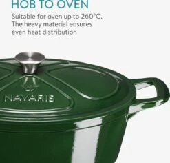 Cocotte En Fonte Navaris Avec Couvercle - Faitout - Poêle émaillée - Convient Pour La Cuisson à Induction, Gaz Et électrique - Ovale - Vert Foncé -Cuisine Fournitures Magasin 1200x1145 1