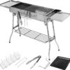 BBQ - Barbecue - Grill - Portable - Acier Inoxydable - Grill à Charbon - Ailes Doubles - Pan Antiadhésive - Camping - Jardin