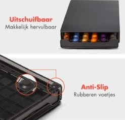 Porte-capsule KitchenBrothers Avec Un Tiroir - Support à Capsules Et Pads De Café Expresso - 60 Capsules - Acier Inoxydable - Noir -Cuisine Fournitures Magasin 1200x1146 6