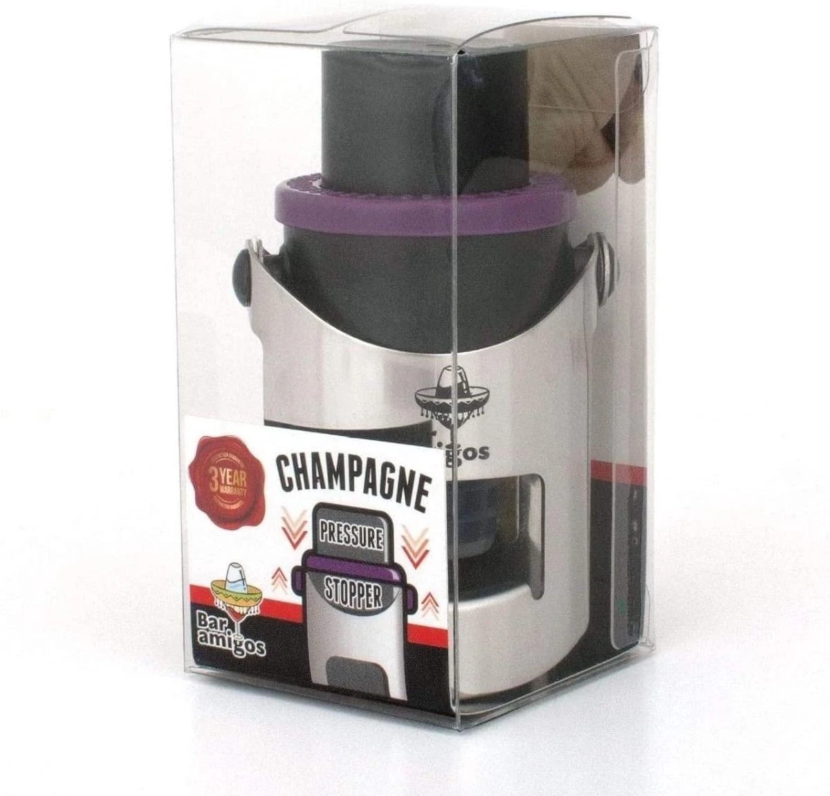 Bar Amigos Champagne Prosecco Bouchon Pressoir à Vin Pétillant - Violet 6 Bar Amigos Champagne Prosecco Bouchon Pressoir à Vin Pétillant - Violet – Image 6