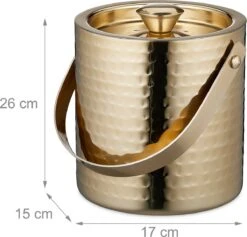 Seau à Glace Relaxdays Avec Couvercle - 1,5 L - Double Paroi - Or - Acier Inoxydable - Glacière Avec Poignée -Cuisine Fournitures Magasin 1200x1151 5