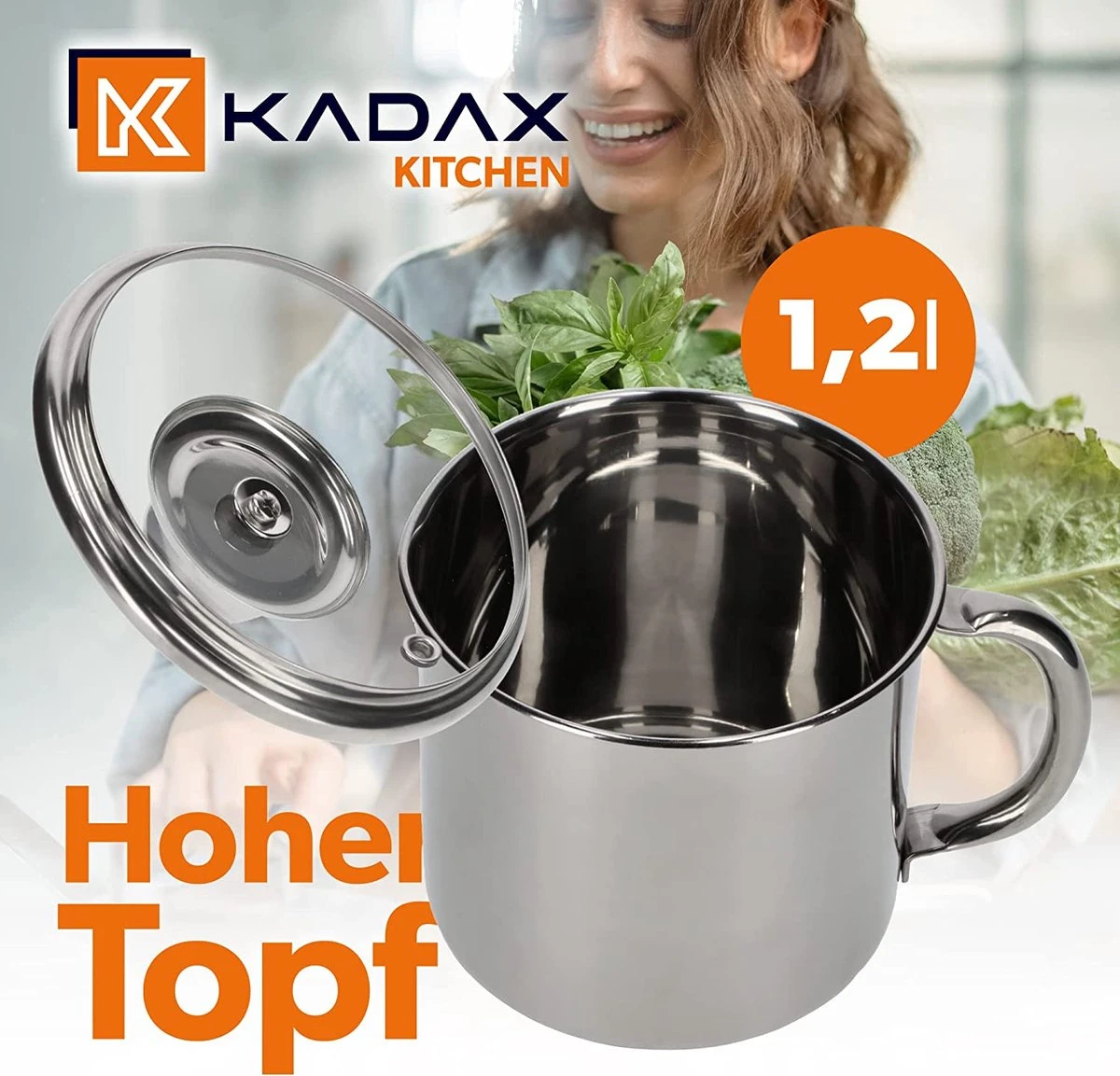 KADAX Marmite Haute Avec Couvercle En Verre Fermé, 1,2 L, Marmite En Acier Inoxydable Avec Poignée Confortable, Marmite, Couvercle Avec Trou De Vapeur, Casserole Et Va Au Lave-vaisselle (argent) 5 KADAX Marmite Haute Avec Couvercle En Verre Fermé, 1,2 L, Marmite En Acier Inoxydable Avec Poignée Confortable, Marmite, Couvercle Avec Trou De Vapeur, Casserole Et Va Au Lave-vaisselle (argent) – Image 5