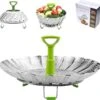 Cuiseur Vapeur En Acier Inoxydable, Cuiseur Vapeur Réglable Avec Poignée Coulissante, Pour Fruits Et Légumes, Panier Pliable, Inox, Va Au Lave-vaisselle, Nourriture Pour Bébé (14-23 Cm)