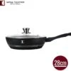 Imperial Collection: Fonte Friteuse 3 Litres - ⌀ 28cm - Pan Avec Couvercle - Fonte Pan - Friteuse - Revêtement En Marbre - PFOA / Sans Plomb