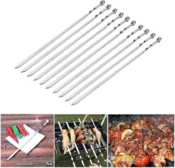 Brochettes De Barbecue – Barbecue Plat/Kebab/Saté Stylos Ensemble De Brochettes En Métal – Pics à Saté 10 Pièces