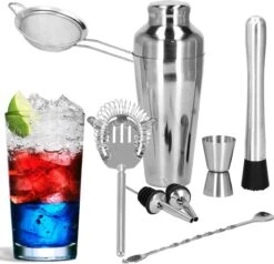 Ensemble De Cocktails Set | Set De 8 Shakers à Cocktail | Y Compris Boîte-cadeau | ACIER INOXYDABLE | Couleur Argent -Cuisine Fournitures Magasin 1200x1157 5