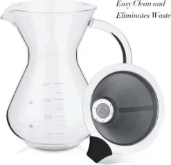 400 Ml Versez Sur La Coffee , Cafetières à Piston Cafetière Manuelle Cafetière En Verres Avec Filtre Et Bol En Acier Inoxydable -Cuisine Fournitures Magasin 1200x1158 11