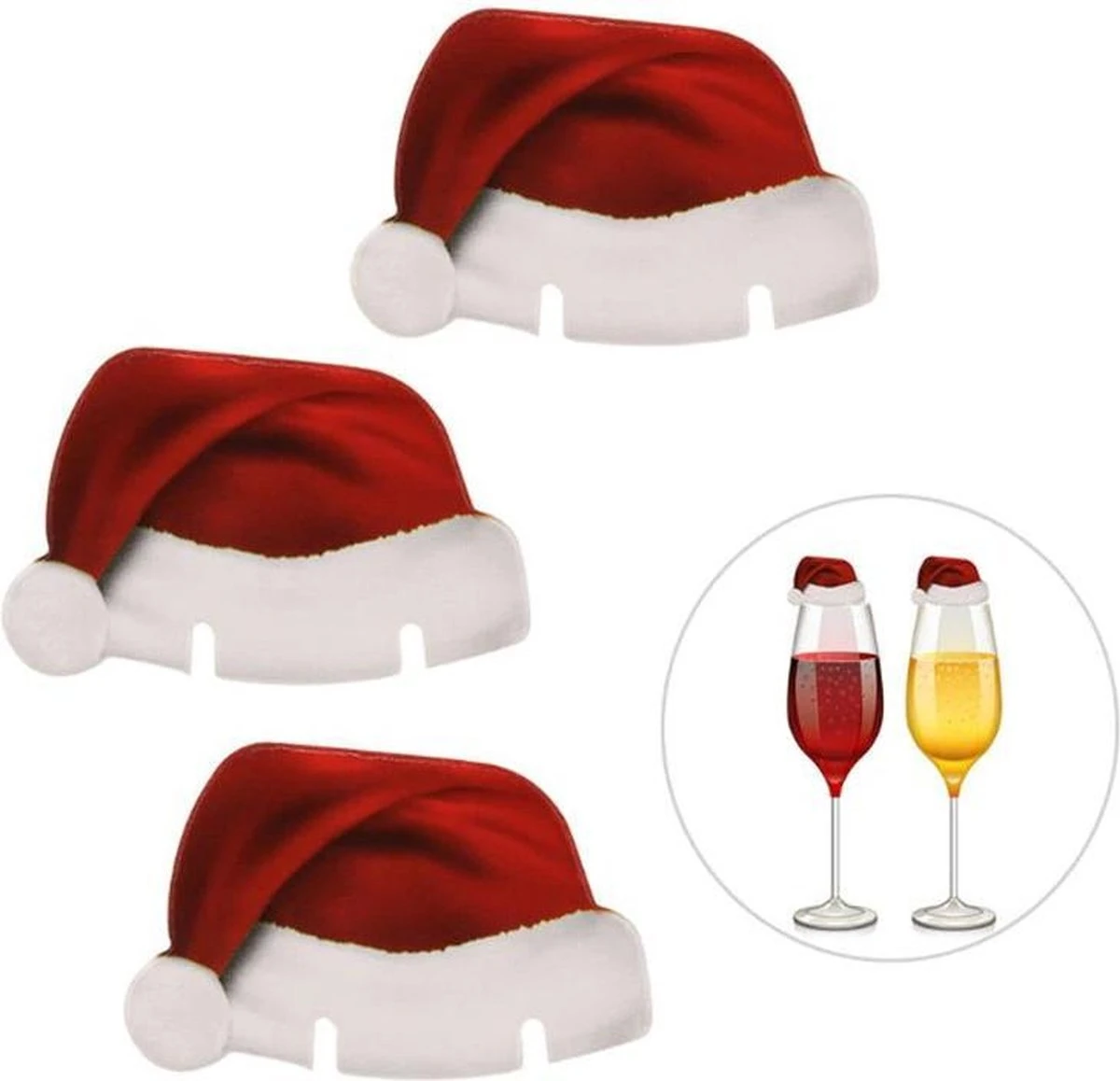 Décoration De Noël - Glas - Dîner - Décoration - Bonnet De Noel - Père Noël - Carton Solide - Set De 10 Pièces 4 Décoration De Noël - Glas - Dîner - Décoration - Bonnet De Noel - Père Noël - Carton Solide - Set De 10 Pièces – Image 4