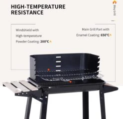 Station De Grillades Sur Chariot Outsunny Barbecue Autoportant Avec Pare-vent 2 X étagère Réglable En Hauteur 846-032 -Cuisine Fournitures Magasin 1200x1158 3