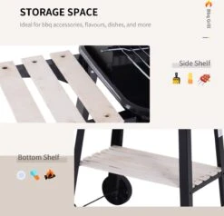 Station De Grillades Sur Chariot Outsunny Barbecue Autoportant Avec Pare-vent 2 X étagère Réglable En Hauteur 846-032 -Cuisine Fournitures Magasin 1200x1158 4