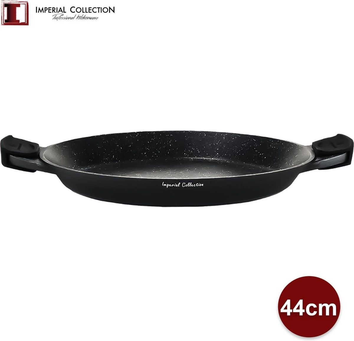 Imperial Collection: Poêle à Paella ⌀ 44 Cm Avec Poignées En Siliconen - Avec Couvercle - Convient à Toutes Les Sources De Chaleur - Revêtement En Marbre - Sans PFOA / PLOMB 1 Imperial Collection: Poêle à Paella ⌀ 44 Cm Avec Poignées En Siliconen - Avec Couvercle - Convient à Toutes Les Sources De Chaleur - Revêtement En Marbre - Sans PFOA / PLOMB