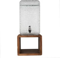 Pichet à Jus Clayre & Eef Avec Robinet Et Couvercle 22*20*50 Cm Pichet à Eau Carré En Glas Transparent -Cuisine Fournitures Magasin 1200x1159 3