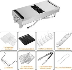 BBQ - Barbecue - Grill - Portable - Acier Inoxydable - Grill à Charbon - Ailes Doubles - Pan Antiadhésive - Camping - Jardin 12 BBQ - Barbecue - Grill - Portable - Acier Inoxydable - Grill à Charbon - Ailes Doubles - Pan Antiadhésive - Camping - Jardin -Cuisine Fournitures Magasin 1200x1160