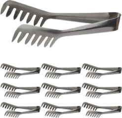 Relaxdays 10x Pinces De Service En Acier Inoxydable - Pinces à Spaghetti - Pinces à Salade - Pinces à Pâtes - Inoxydable