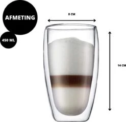 Verre GLAEZ® à Double Paroi - Verres à Verres à Café Latte Macchiato - Tasses à Café / Verres à Thé - Longdrinkglas - Mojitoglas - Verre à Café Verres à Thé à La Bouche - Verres à Café à Double Paroi - Lave-vaisselle - 450 Ml -Cuisine Fournitures Magasin 1200x1163 18