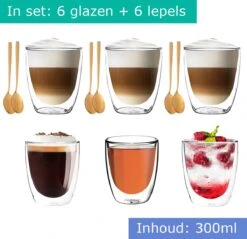 Verres à Verres à Thé De Luxe à Double Paroi - Verres à Cappuccino - Verre à Café à Double Paroi - Verre à Thé à Double Paroi Avec Cuillère - 300 ML - Set De 6 -Cuisine Fournitures Magasin 1200x1163 20