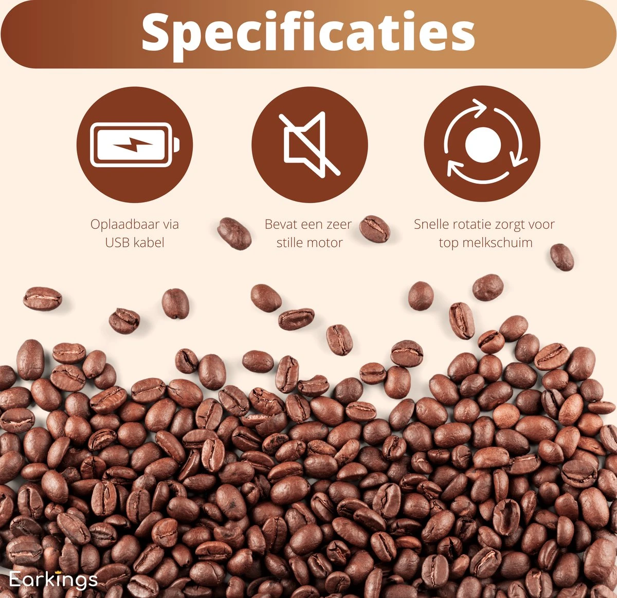 Mousseur à Lait Premium Earkings - Mousseur à Lait Rechargeable Avec Câble USB Inclus - Comprend 2 Accessoires - Mousseur à Lait électrique Wit 9 Mousseur à Lait Premium Earkings - Mousseur à Lait Rechargeable Avec Câble USB Inclus - Comprend 2 Accessoires - Mousseur à Lait électrique Wit – Image 9