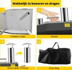 Four à Pizza Pizza - Cuisine D'Extérieur - Pizza Gourmet - Barbecue - Acier Inoxydable - Jusqu'à 600°C - Avec Sac De Transport -Cuisine Fournitures Magasin 1200x1166 1