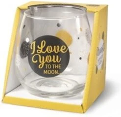Verre à Vin - Verre à Eau - Je T'aime Jusqu'à La Lune - Dans Un Coffret Cadeau Avec Ruban Coloré