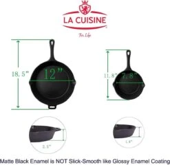 Ensemble De 2 Poêles En Fonte (8 Pouces Et 12 Pouces) Avec Revêtement En émail Noir Mat - Supports En Silicone Résistant à La Chaleur Inclus. Idéal Pour Une Utilisation Intérieure Et Extérieure, Va Au Four -Cuisine Fournitures Magasin 1200x1168