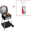 Fritel BBQ 3278 - Barbecue électrique Et Grill De Table + Adoucisseur De Graisse OFFERT - Surface De Grill 40x36cm + Base + Couvercle + Roues - Noir