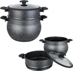 Poêle à Couscous Royal Swiss - Couscoussier - Cuiseur Vapeur - 8L - Toutes Sources De Chaleur - Aluminium Recouvert De Pierre - Couvercle En Verres - NOIR 6 Poêle à Couscous Royal Swiss - Couscoussier - Cuiseur Vapeur - 8L - Toutes Sources De Chaleur - Aluminium Recouvert De Pierre - Couvercle En Verres - NOIR -Cuisine Fournitures Magasin 1200x1170 2