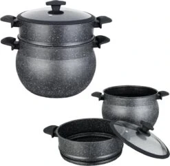 Poêle à Couscous Royal Swiss - Couscoussier - Cuiseur Vapeur - 4L - Toutes Sources De Chaleur - Aluminium Recouvert De Pierre - Couvercle En Verres - NOIR 6 Poêle à Couscous Royal Swiss - Couscoussier - Cuiseur Vapeur - 4L - Toutes Sources De Chaleur - Aluminium Recouvert De Pierre - Couvercle En Verres - NOIR -Cuisine Fournitures Magasin 1200x1170 3