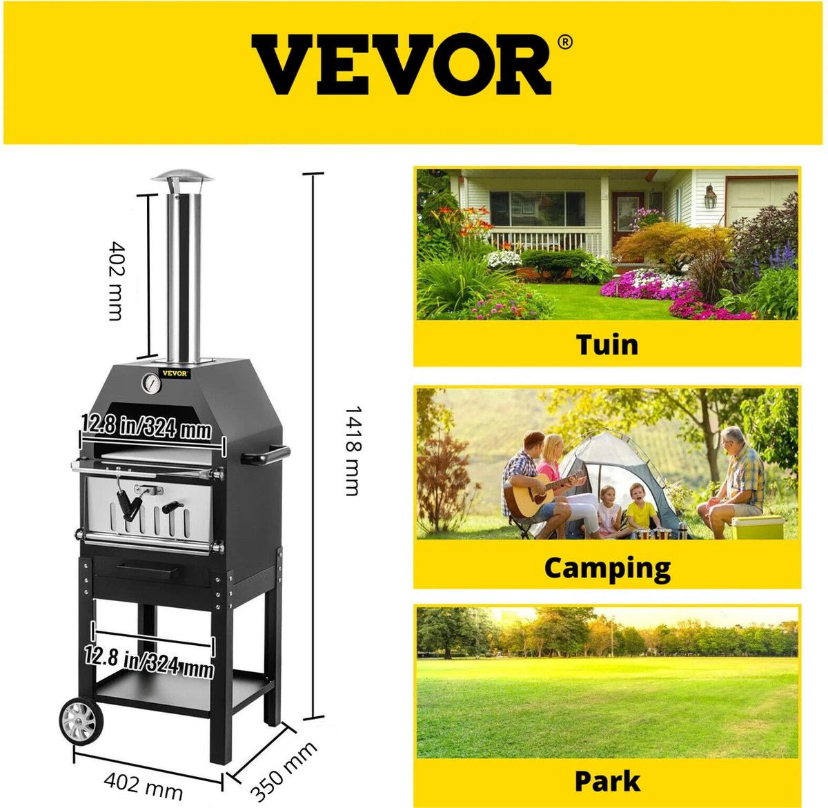 Four à Pizza Vevor® Avec Roues - Four à Pizza - Barbecue - Pizzarette - Four à Pizza D'extérieur - Four à Pizza D'extérieur - Pierre à Pizza - Acier Inoxydable 3 Four à Pizza Vevor® Avec Roues - Four à Pizza - Barbecue - Pizzarette - Four à Pizza D'extérieur - Four à Pizza D'extérieur - Pierre à Pizza - Acier Inoxydable – Image 3