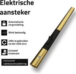 Briquet électrique Long Rechargeable - Briquet Plasma Durable - Briquet De Luxe - Comprend Un Emballage Cadeau - BBQ - Bougies - Or -Cuisine Fournitures Magasin 1200x1172 5