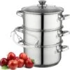 Presse-agrumes Professionnel 6 Pièces Florina / Presse-agrumes Lent Et Cuiseur Vapeur Pour La Cuisinière 8L - Presse-agrumes - Casserole à Jus - Presse-agrumes - Extracteur De Vapeur - Presse-fruits - Acier Inoxydable