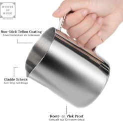 House Of Husk® Pot à Lait Avec Art Pen - Pichet Mousseur à Lait - Argent - Pot à Lait - Pichet à Lait - Acier Inoxydable - Pot à Lait Barista - 350 Ml - Avec Stylo Latte Art -Cuisine Fournitures Magasin 1200x1174 3