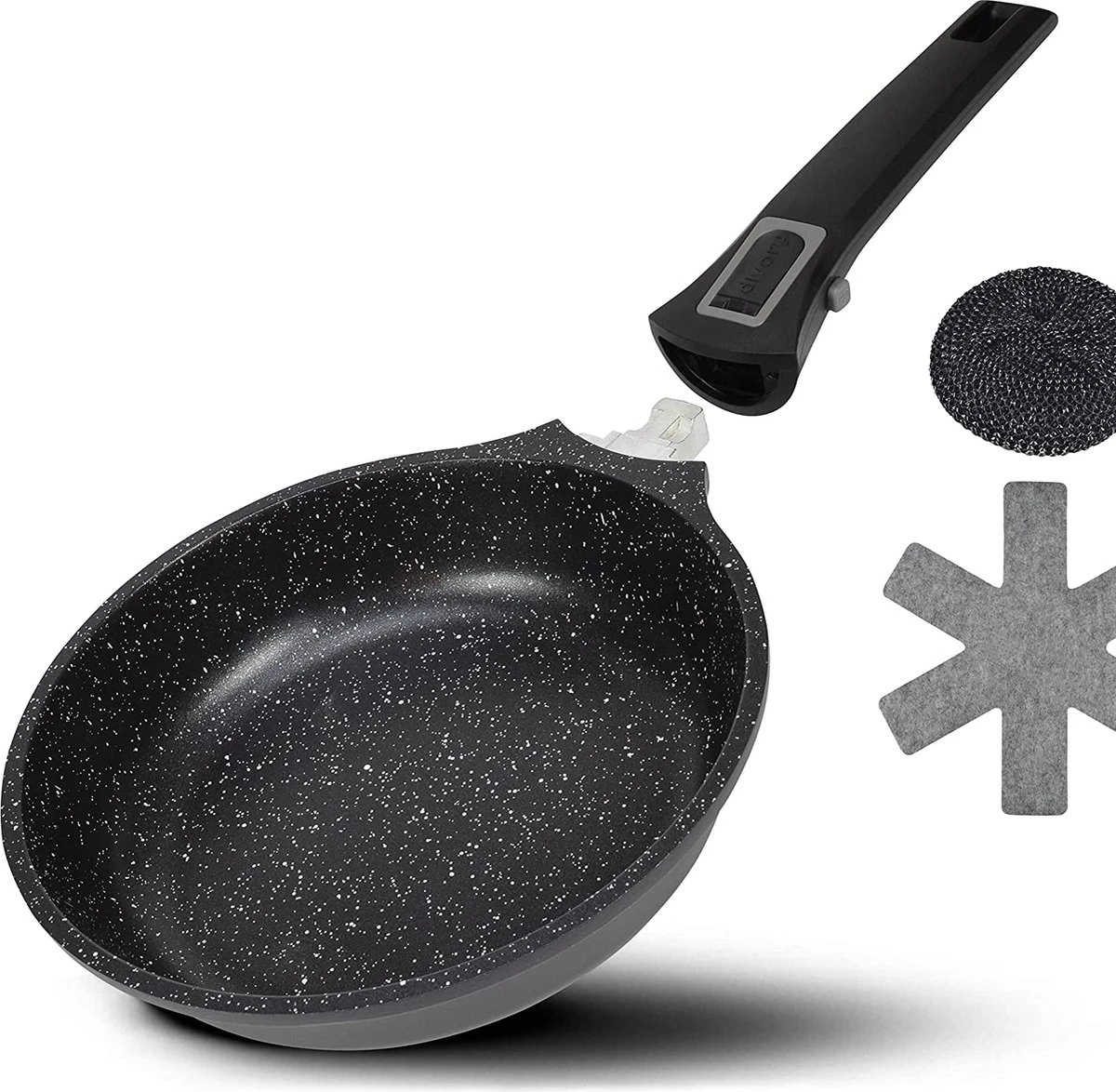 Poêle à Frire DIVORY Grande 28cm I Poignée Amovible, Induction, Enrobée, Aluminium - Poêle à Frire Grande + Protège-casserole - Poêle à Induction 1 Poêle à Frire DIVORY Grande 28cm I Poignée Amovible, Induction, Enrobée, Aluminium - Poêle à Frire Grande + Protège-casserole - Poêle à Induction