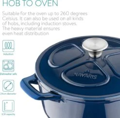 Cocotte En Fonte Navaris Avec Couvercle - Navaris émaillée - Convient à La Cuisson Induction, Gaz Et Céramique - Bleu Foncé 27 Cocotte En Fonte Navaris Avec Couvercle - Navaris émaillée - Convient à La Cuisson Induction, Gaz Et Céramique - Bleu Foncé -Cuisine Fournitures Magasin 1200x1176 4