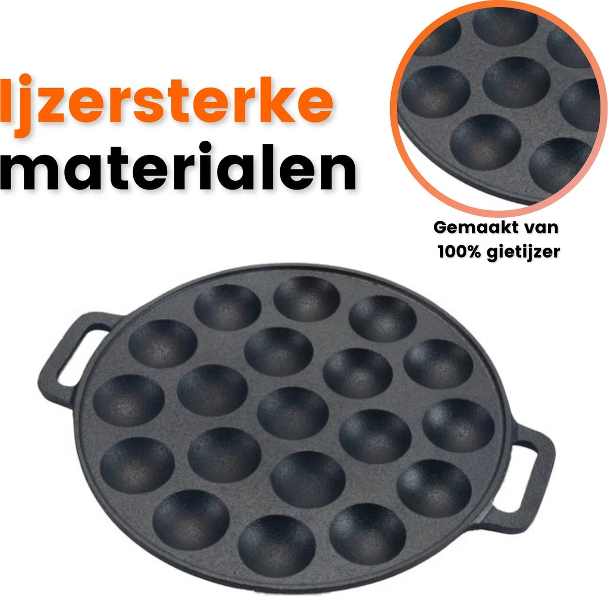 Poêle à Poffertjes - Fonte - Ø 24 Cm - Machine à Poffertjes - 19 Poffertjes - Induction Et Gaz 4 Poêle à Poffertjes - Fonte - Ø 24 Cm - Machine à Poffertjes - 19 Poffertjes - Induction Et Gaz – Image 4