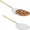 Relaxdays 2x Pelle à Pizza Ronde Aluminium - Spatule à Pizza - Pelle à Pain Bois - Pelle à Pizza