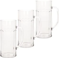 12x Chope à Bière Incassable Plastique Transparent Nervuré 56 Cl / 560 Ml - Verres à Bière Incassables