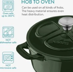 Cocotte En Fonte Navaris Avec Couvercle - Navaris émaillée - Convient à La Cuisson Induction, Gaz Et Vitrocéramique - Vert -Cuisine Fournitures Magasin 1200x1180 1