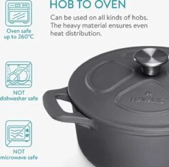Cocotte En Fonte Navaris Avec Couvercle - Faitout - Poêle émaillée - Convient Pour La Cuisson à Induction, Gaz Et Vitrocéramique - Noir Mat 14 Cocotte En Fonte Navaris Avec Couvercle - Faitout - Poêle émaillée - Convient Pour La Cuisson à Induction, Gaz Et Vitrocéramique - Noir Mat -Cuisine Fournitures Magasin 1200x1180 10