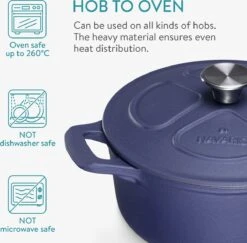 Cocotte En Fonte Navaris Avec Couvercle - Faitout - Poêle émaillée - Convient Pour La Cuisson à Induction, Gaz Et Vitrocéramique - Bleu Mat -Cuisine Fournitures Magasin 1200x1180 2