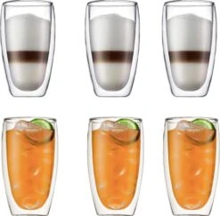 Verre GLAEZ® à Double Paroi - Verres à Verres à Café Latte Macchiato - Tasses à Café / Verres à Thé - Longdrinkglas - Mojitoglas - Verre à Café Verres à Thé à La Bouche - Verres à Café à Double Paroi - Lave-vaisselle - 450 Ml