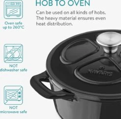 Cocotte En Fonte Navaris Avec Couvercle - Navaris émaillée - Convient à La Cuisson Induction, Gaz Et Vitrocéramique - Zwart -Cuisine Fournitures Magasin 1200x1180 6